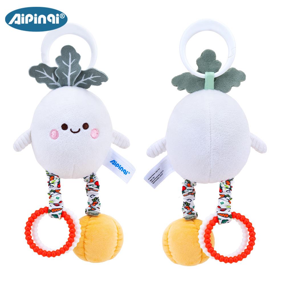 New Year's Baby Stroller Plush Toy Wind Chime with Animal and Vegetable Designs
