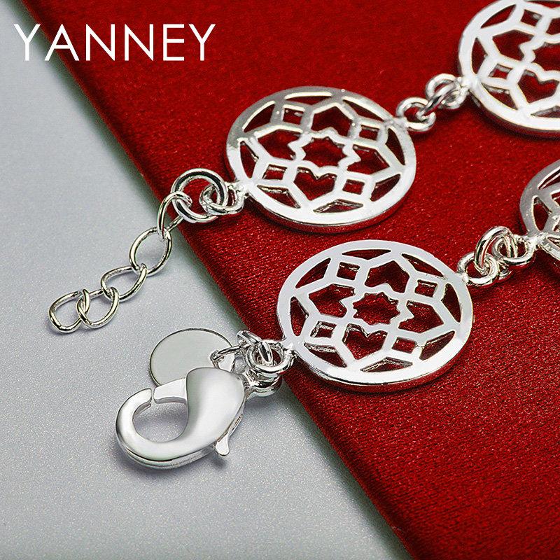 925 Sterling Silver 8-inch Exquisite Flower Bracelet for Women, Fashion Accessories, Wedding Party Jewelry Gift