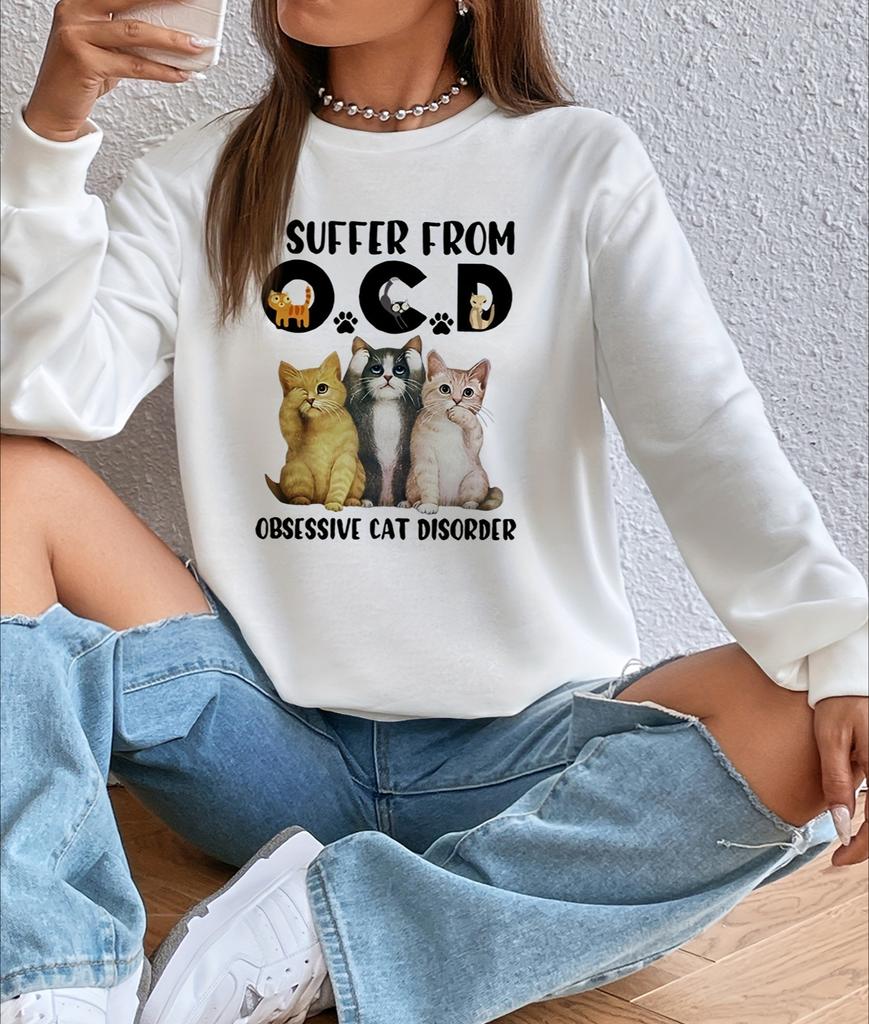 Printed Crew Neck Sweatshirt for Women, Unique Patterns, for Shopping