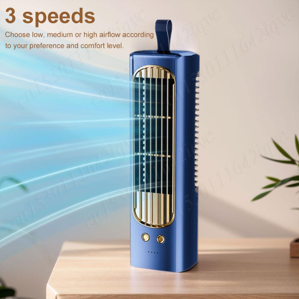 Portable Bladeless Tower Fan 2/3 Speeds Electric Fan Personal Fan Quiet Standing Fan Rechargeable Wall Mount Fan Desktop Fan New