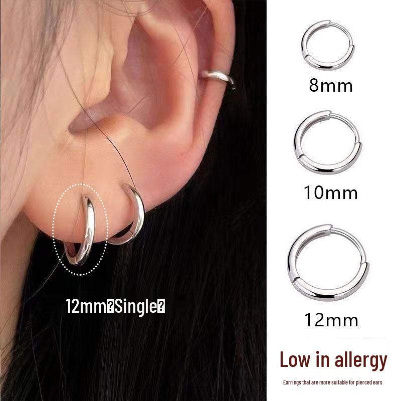 Titanium Steel Hoop & Stud Earrings for Women - Comfortable Ear Cartilage Care, Anti-Allergy, Sleep-Friendly.