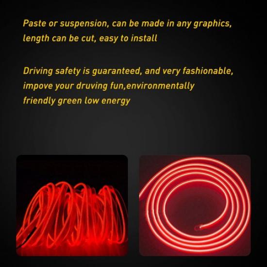 5M LED Red Car Decorative Interior Lamp Atmosphere Wire Strip Light Accessories