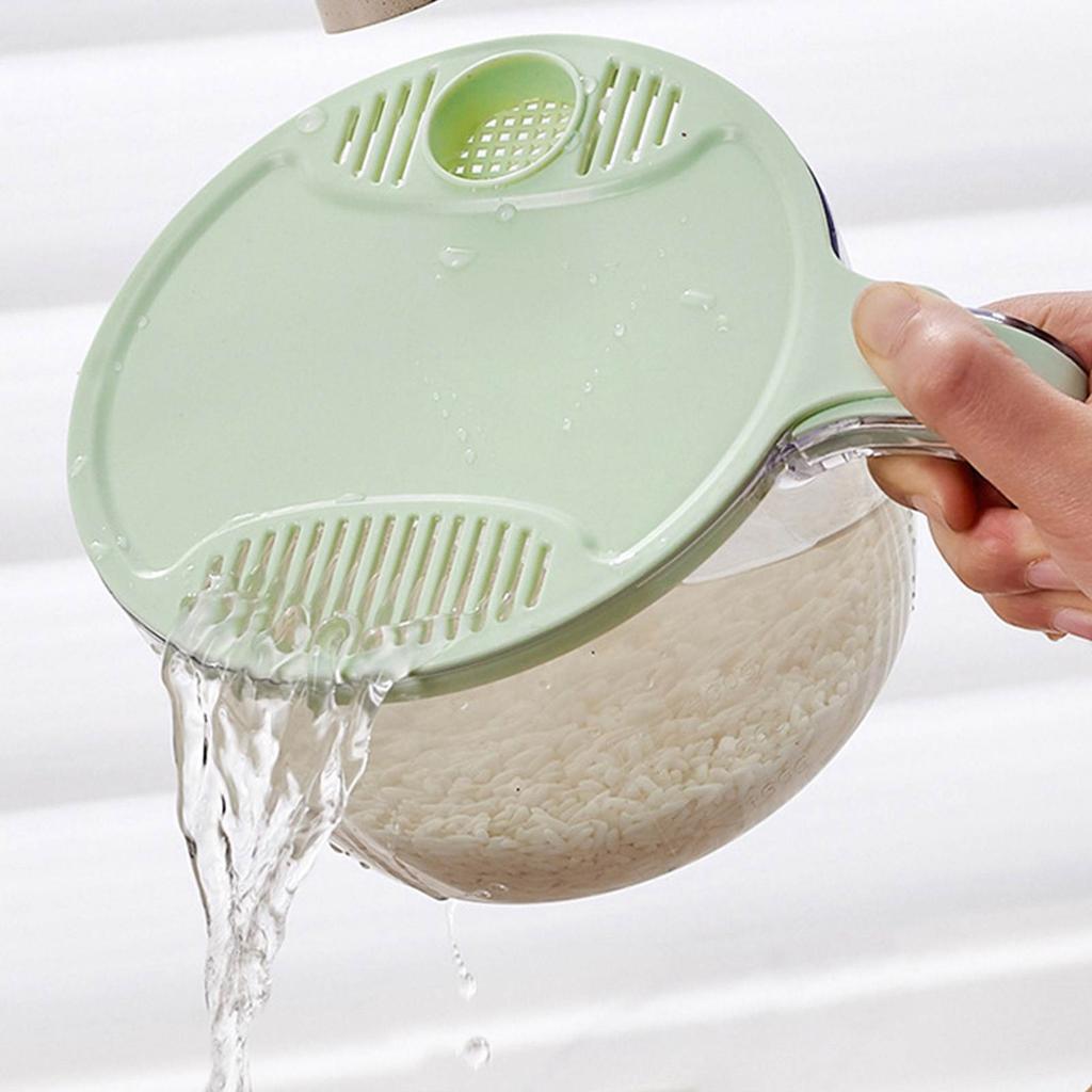 Rice Washer Strainer Bowl Plastic Vegetable Fruit Strainer for Washing Draining with Large Capacity Compact Design