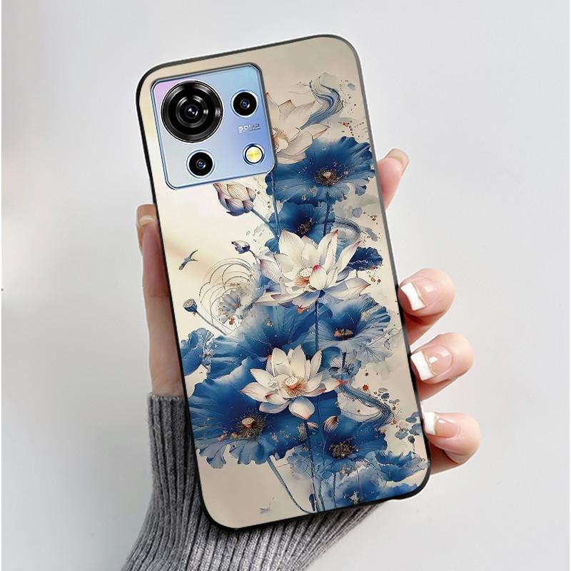 For ZTE Blade V50 Vita Case Black TPU Silicone Luxury Cute Cool Flower Phone Cases for Blade V 50 Vita V50Vita Bumper Soft Cover