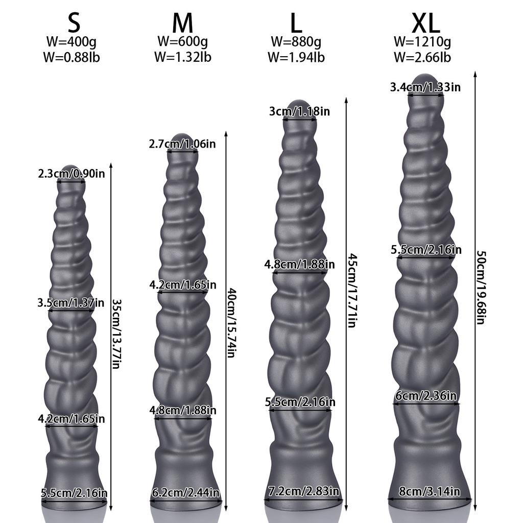 Extra Long Anal Plug with Spiral Design - Giant Threaded Butt Plug for Men & Women, Stretching Trainer, Realistic Dildo for Advanced Play