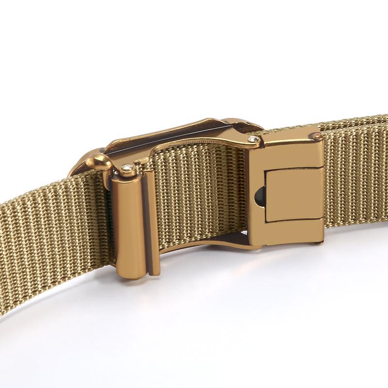 Men's Nylon Outdoor Sports Belt with Bronze and Automatic Alloy Buckles