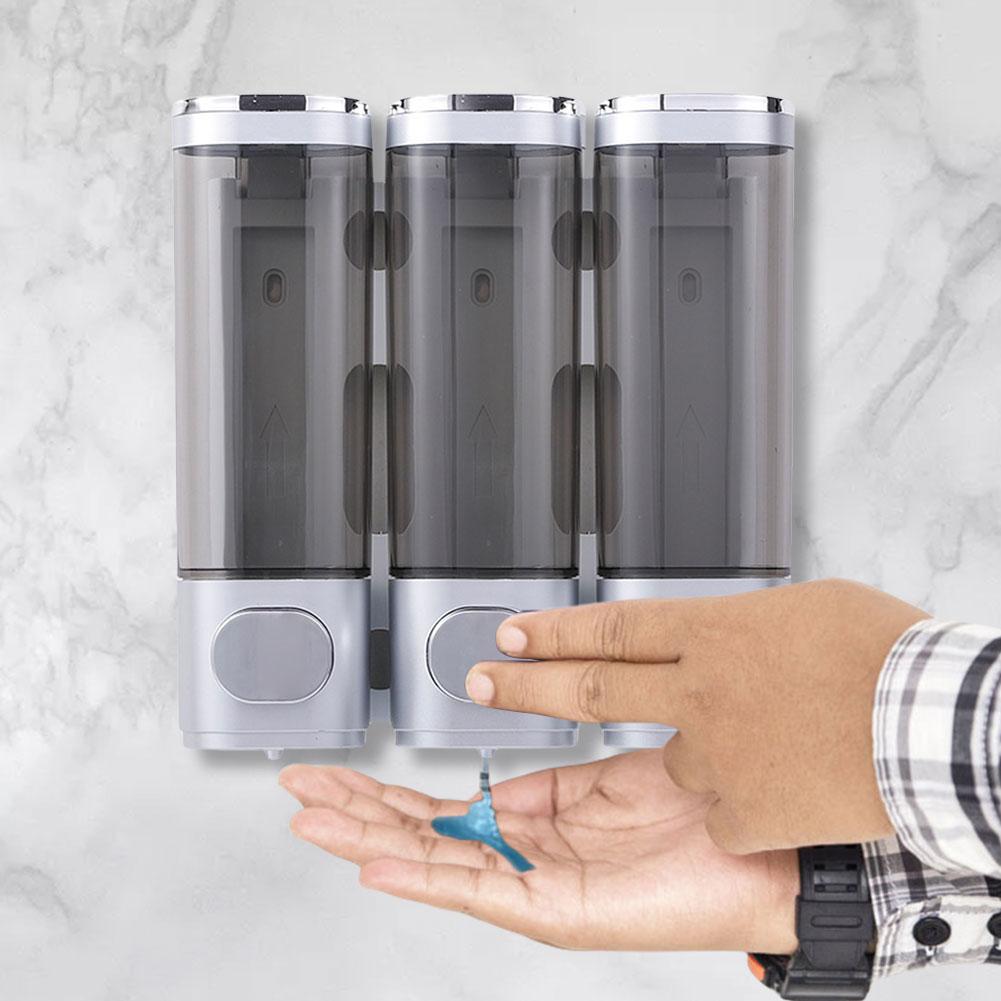 Shampoo and Conditioner Dispenser 3 Chamber Shower Soap Dispenser No Drill Shower Dispenser Wall-Mounted for Bathroom Hotel