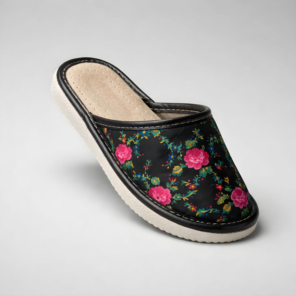 Black regional women's slippers, indoor slippers from Zakopane 40