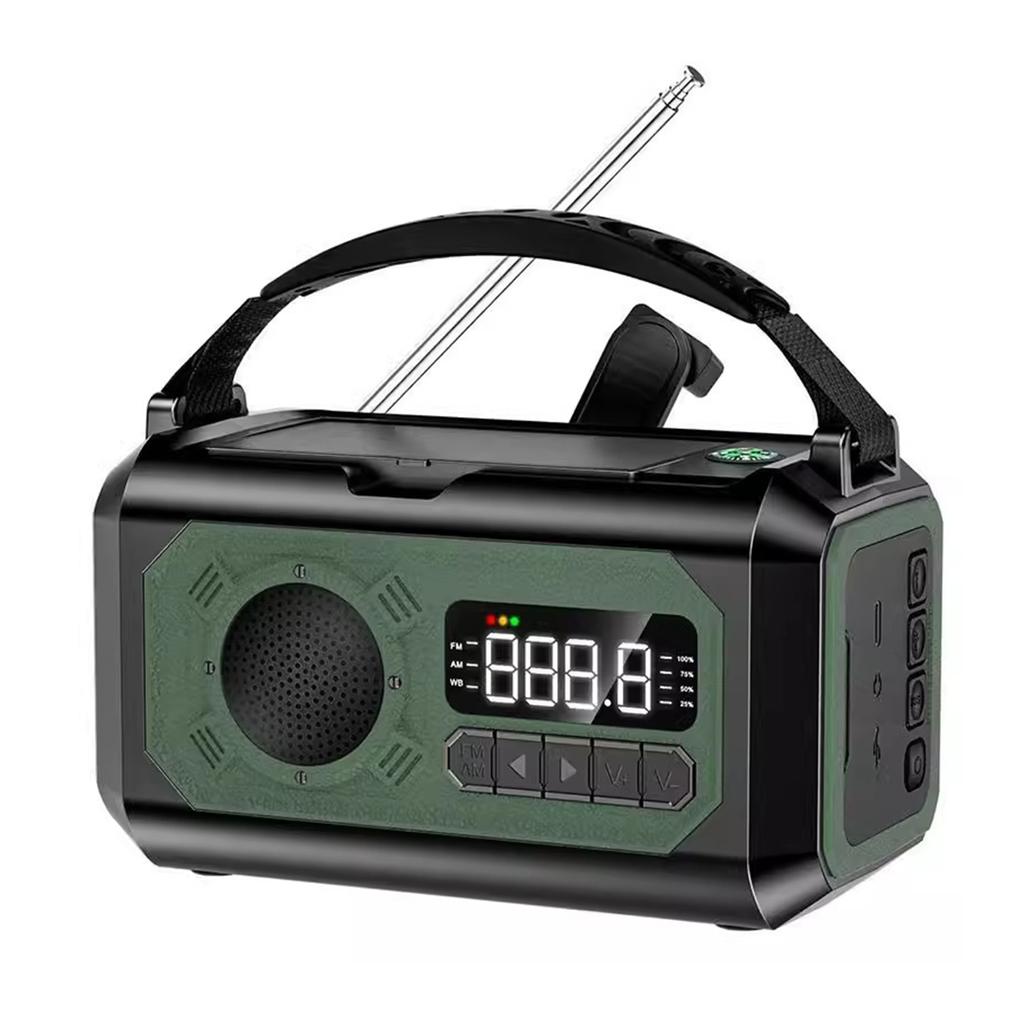 Emergency Crank Radio Portable AM FM WB Weather Radio with SOS Alert Hand Crank Solar Power 12000mAh Battery USB