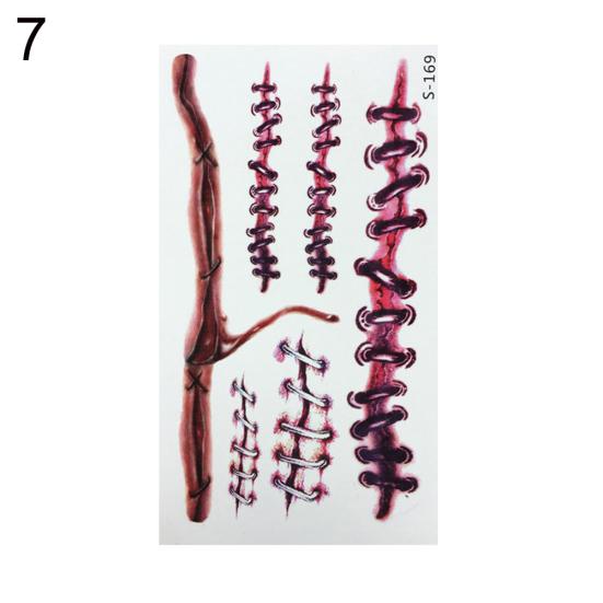 3D Halloween Bloody Scar Temporary Tattoo Sticker Cosplay Body Art Makeup Decal