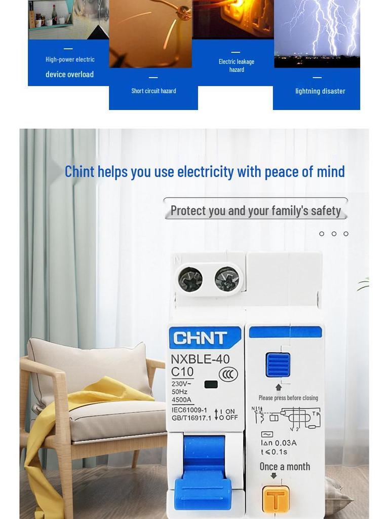 Chint NXBLE-32 40A 1P+N Residual Current Circuit Breaker
