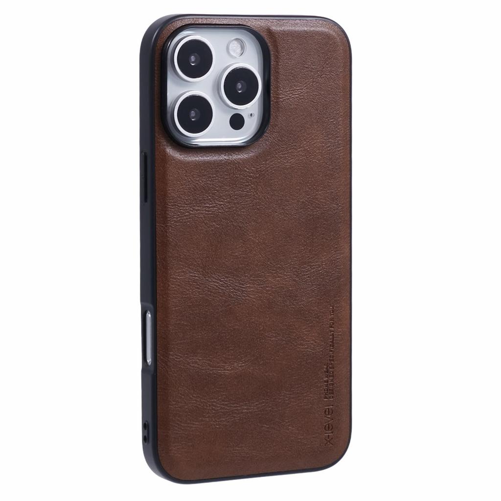 Bojue-3 Series For iPhone 16 Pro Case Leather Coated PC+TPU Anti-Scratch Protective Cover