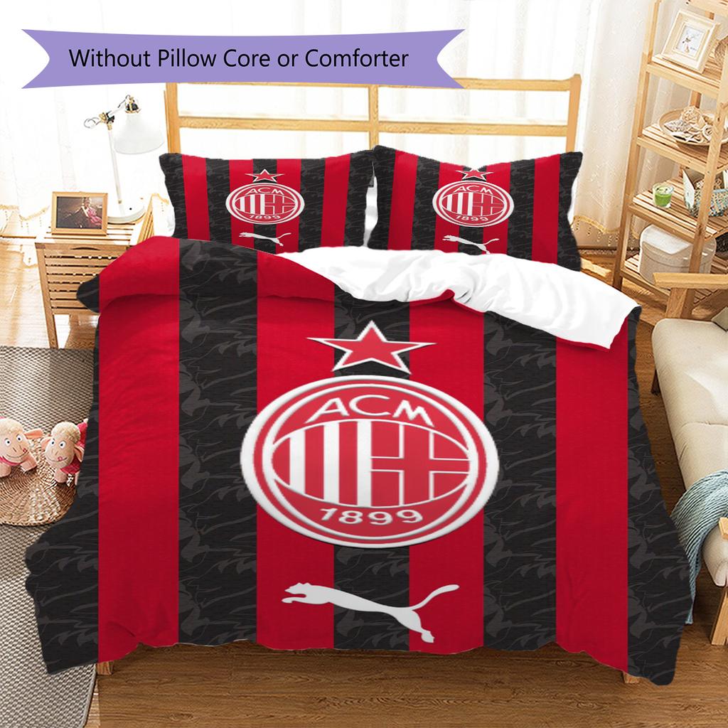 Set Biancheria da Letto con Fantasia AC Milan Copripiumino Federa Decorazione per la Casa Regalo (1 * copripiumino + 2 * federa, senza nucleo)