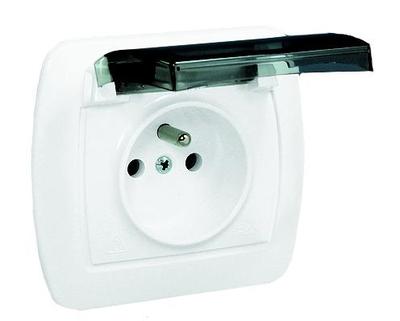 Akord Hermetic Socket 1-Way Z/U Ip44 With Smoke Flap - E131Aa-Kn047