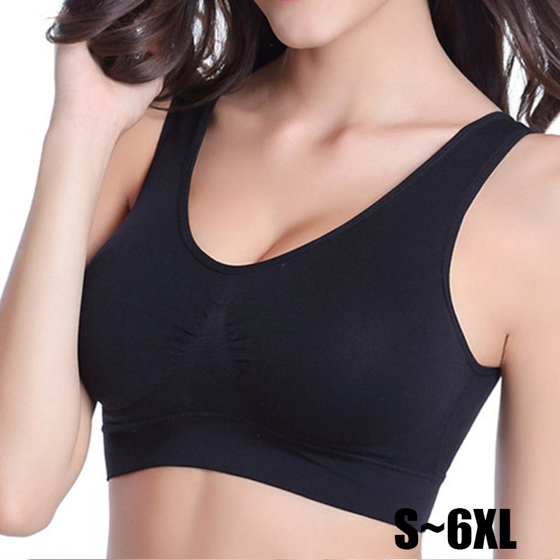 S~6XL Tamanho Grande Feminino Sutiã Sem Botão Sutiã de Yoga Sutiã Esportivo Sutiã de Ajuste Sem Costura Top Sutiã Cobertura Sutiã Confortável Respirável Roupa Íntima com Aro