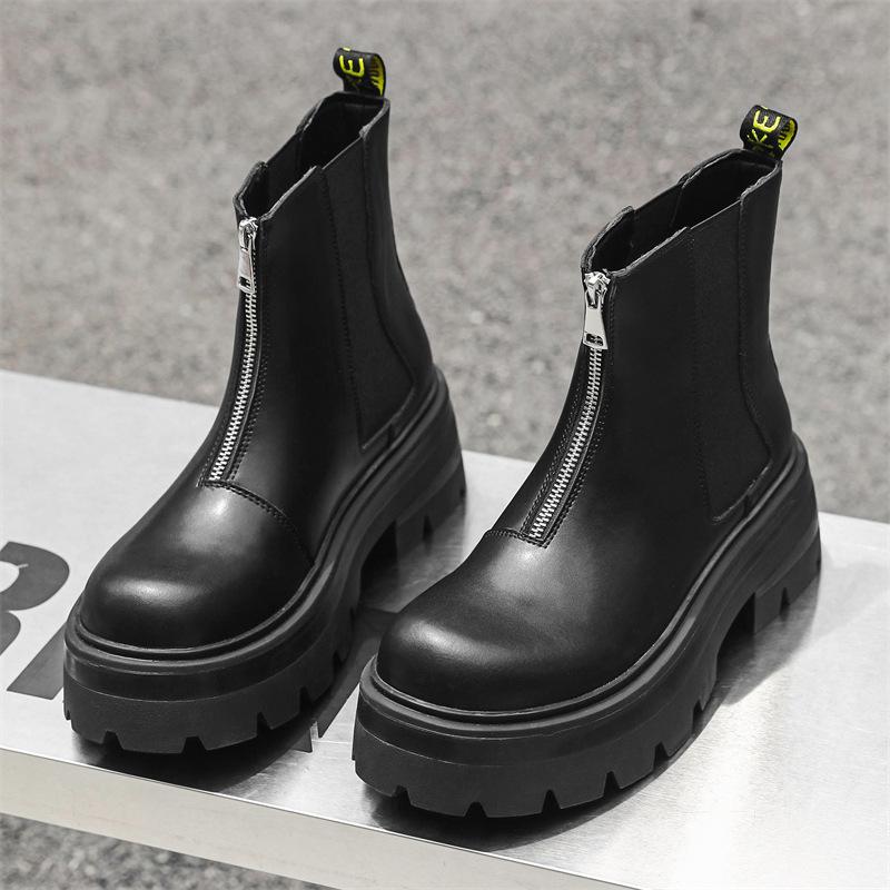 Fashion England style mens casual chelsea boots designer shoes cowboy platform boot hip hop rock original leather motorcycle botas