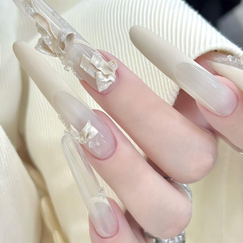 1Pcs Silicone Bow Nail Art Mold Bowknot Style High Transparent 3D Nail Template Nail Charm Diy Manicure Mold Stencil Tool