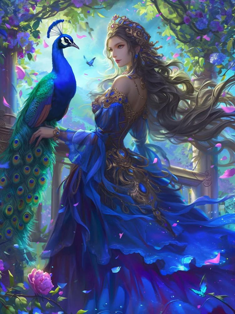 5D Diy Diamond Painting Colorful Fairy Peacock Full Round Square Mosaic Embroidery Cross Embroidery Set Home Decoration Gift