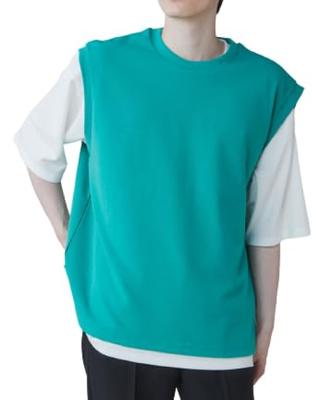 WEGO Ensemble Weste und Kurzarm Größe Grün Herren 2-teiliges T-Shirt-Set, Lagenlook, Schlicht, Frühling/Sommer/Herbst, M,