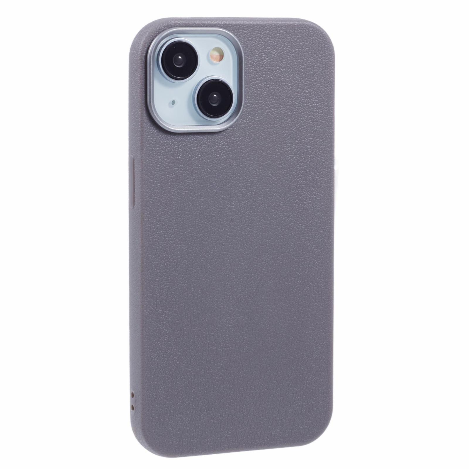 

For iPhone 13 Case Electroplating Lens Frame Textured TPU Shockproof Phone Cover Grey