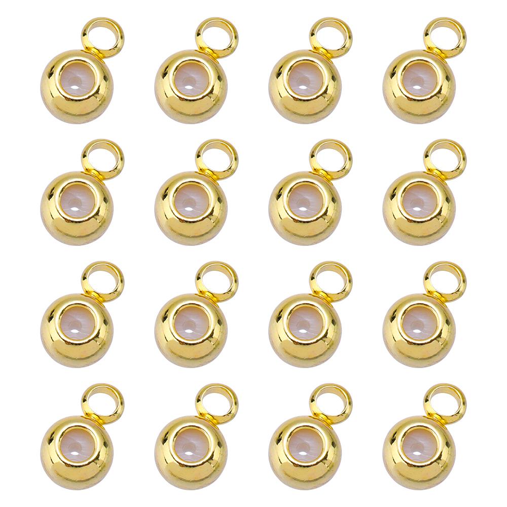 10Pcs 4 5mm Copper Plated Beads Large Hole Spacer Positioning Round Beads For DIY Craft Bracelet Necklace Connection Accessories