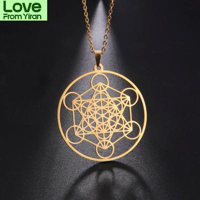 Andělská pečeť z nerezové oceli Náhrdelník Archanděl Metatron Ženy Muži Geometrické Tajemství kabalistů Zahrada Šalamounovy šperky