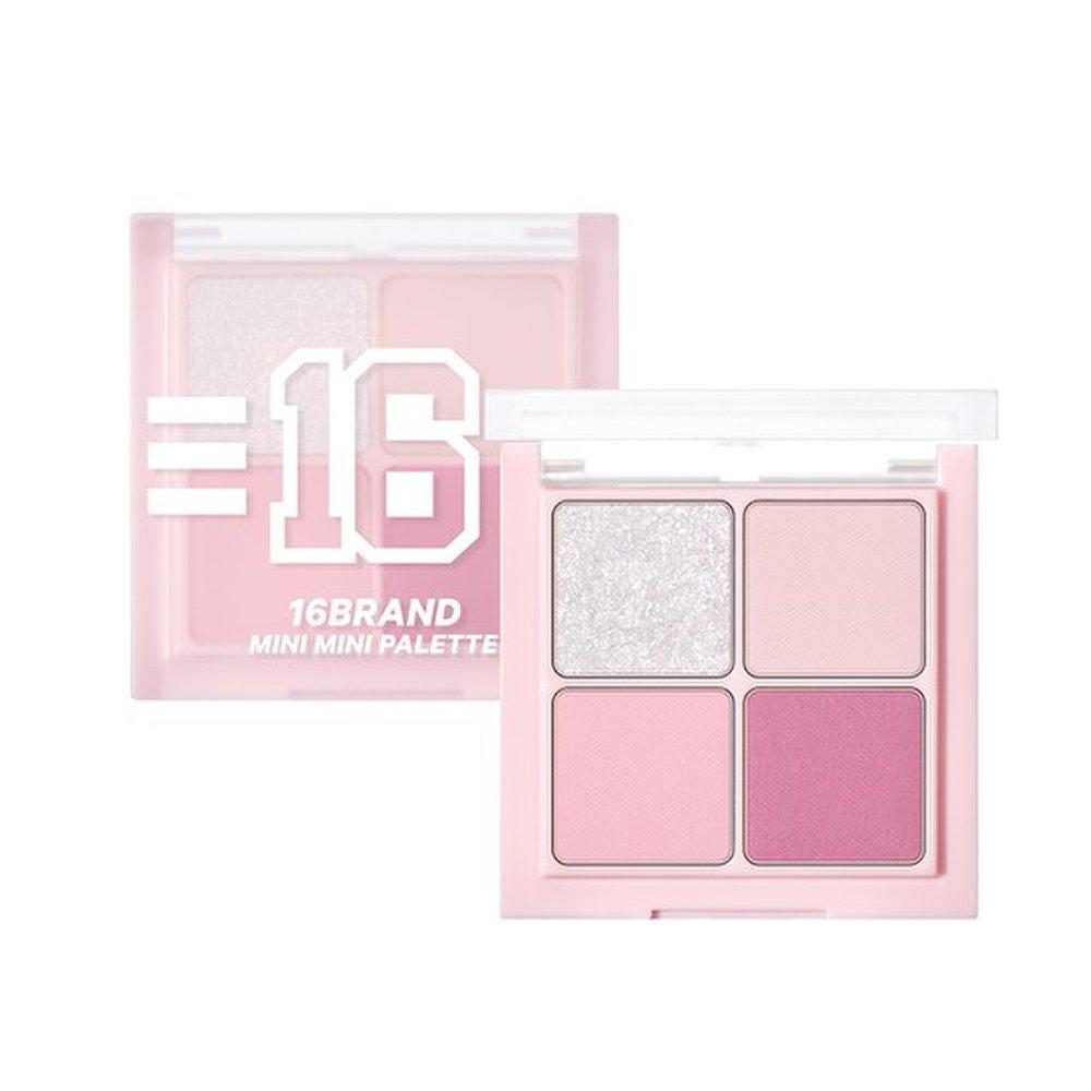 [16Brand] Mini Mini Edition [Palette + Blusher + 7-type Brush Kit] + Gift Poggle Pouch