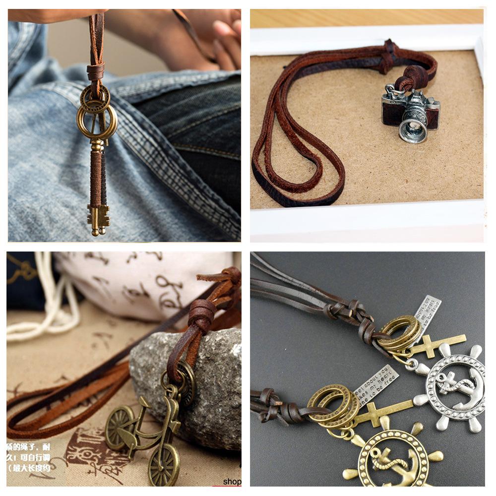 Diy Jewelry Accessories 3Mm Wide 2Mm Thick Square Cowhide Rope Bracelet Necklace Sweater Chain Woven Rope Genuine Leather Leather Rope