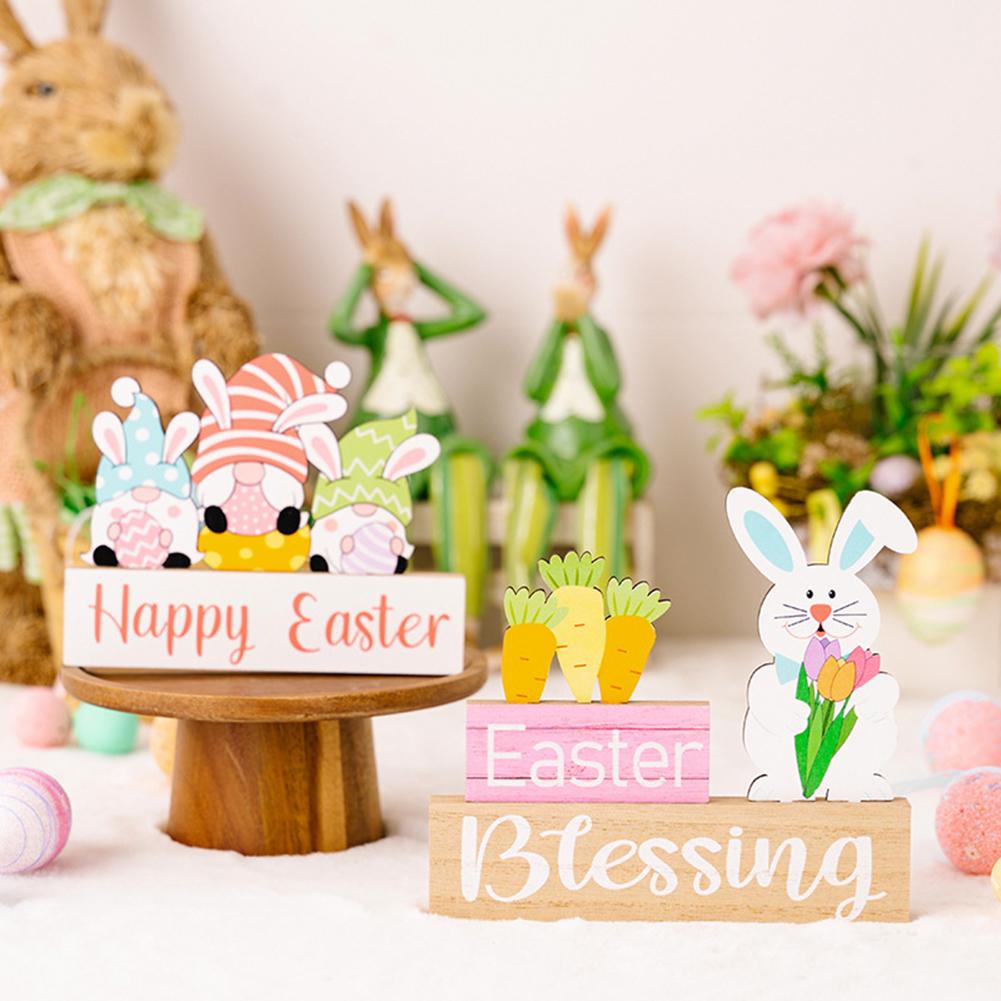 Easter Wooden Ornament Rabbit Gnome Easter Decoration Supplies For Table Desktop Office Home Decor