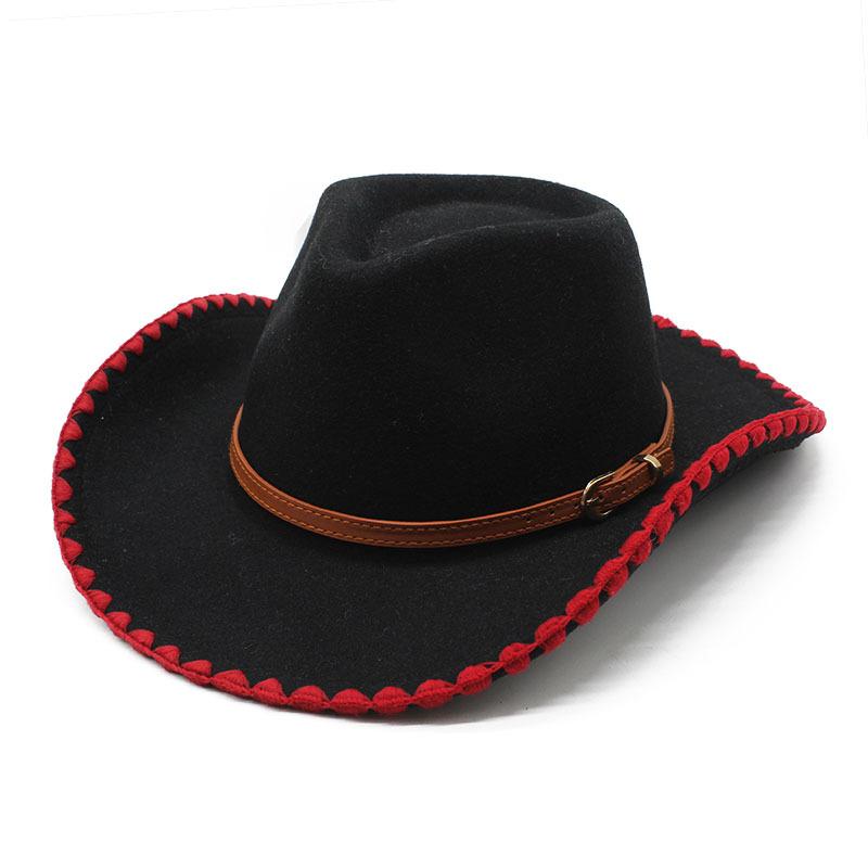 Western Cowboy Hat Woolen Felt Top Hat Jazz Hat Lock Lace Hat