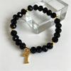 BTS Pulseira de Contas ARMY: Joias Inspiradas no K-Pop Bangtan Boys com Cristais Roxos, Ônix Preto e Pingentes Dourados, Presente Ajustável para Fãs