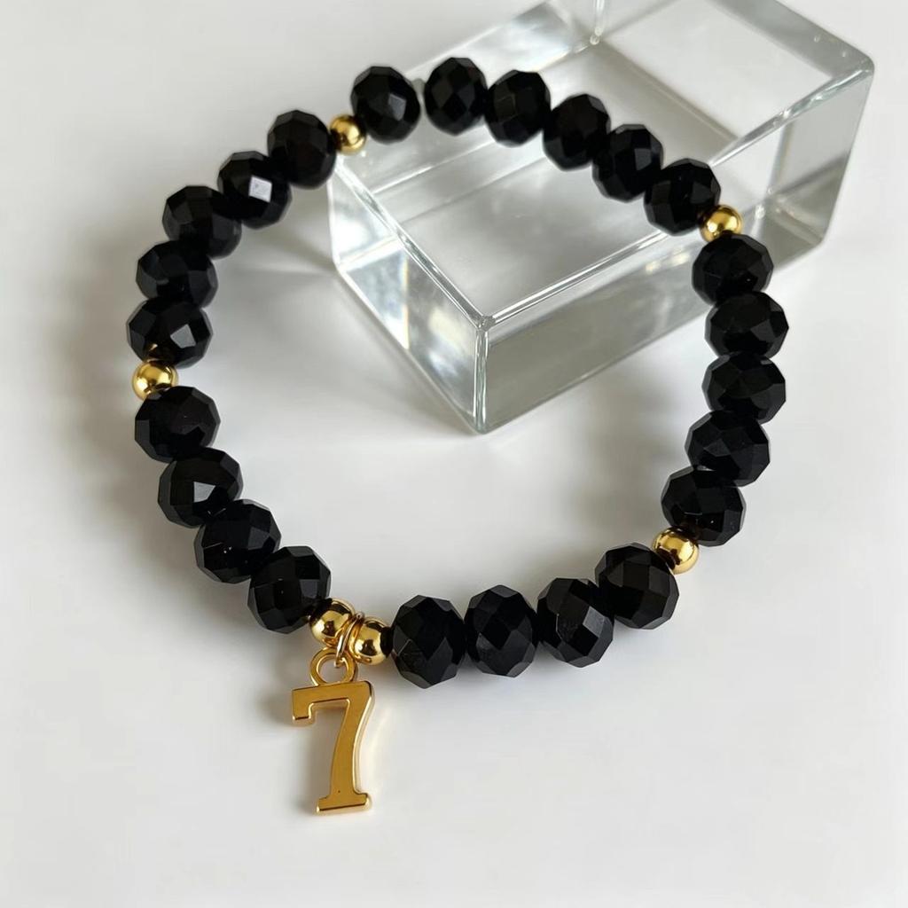 BTS Pulseira de Contas ARMY: Joias Inspiradas no K-Pop Bangtan Boys com Cristais Roxos, Ônix Preto e Pingentes Dourados, Presente Ajustável para Fãs