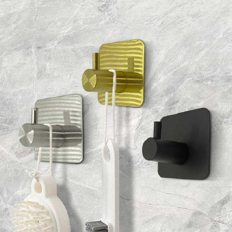 Stainless Steel Wall Hook Single Hook With Adhesive For Bathroom Storage And Hotel Room Decor