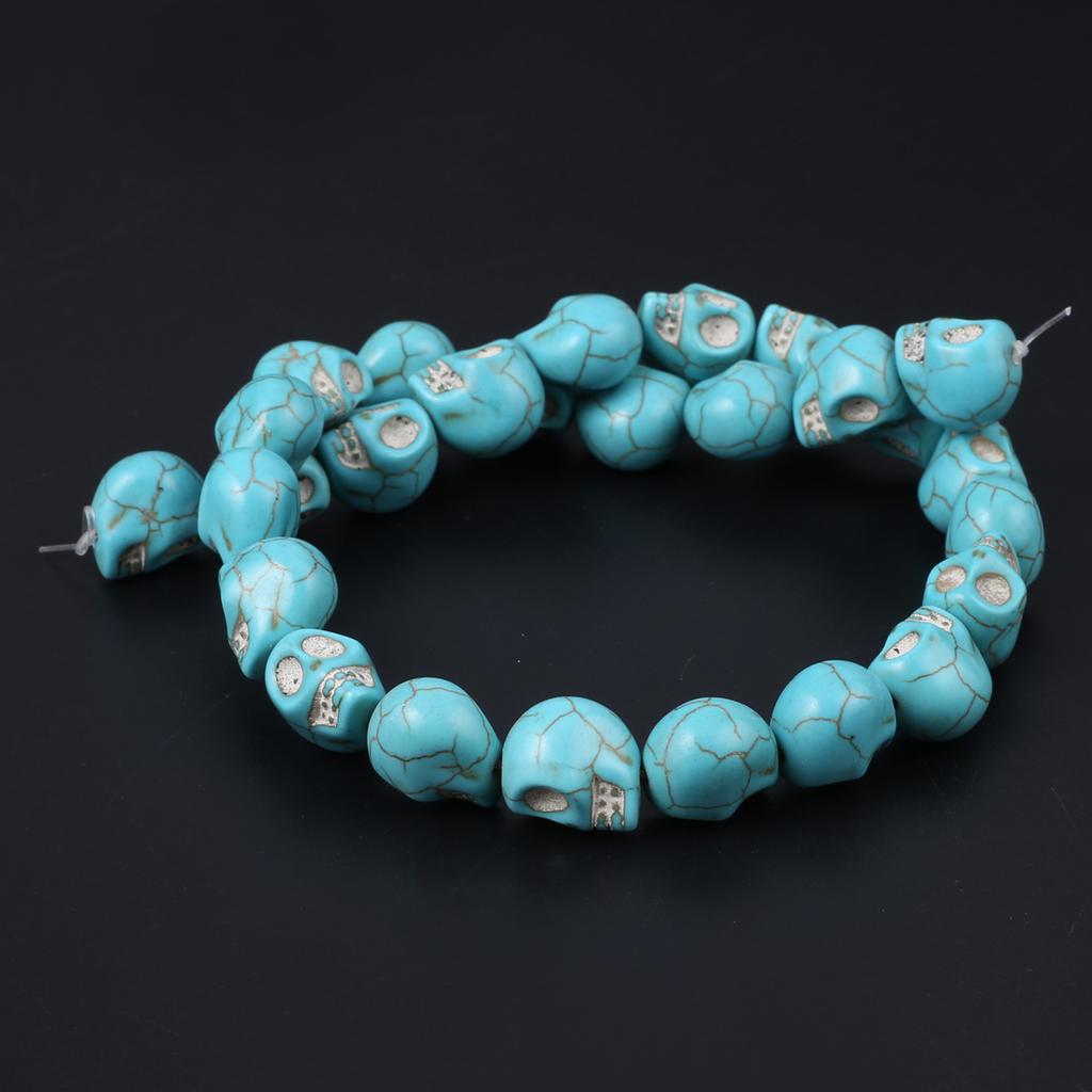 1 Streng Halloween Schedelkralen, Gotische Natuursteen Turkoois Kralen voor DIY Kettingen Armbanden Enkelbandjes Accessoires, Sieraden Maken Handwerk Kralen 38cm