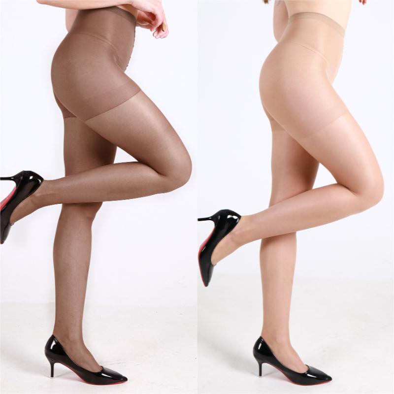 2 Pcs Women'S Sheer Tights 20D Control Top Pantyhose With Reinforced Toes High Waist High Elasticity Anti Hook Stockings Hosiery