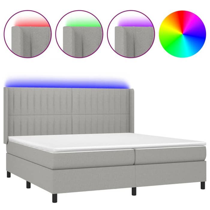VidaXL Sommier à Lattes de Lit avec Matelas et LED, Lit Rembourré avec Tête de Lit, Lit Double, Lit Adulte de Chambre, 3138501