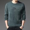 New Winter Velvet Warm Sweater for Men Thickened Chenille Middle-aged Men's Round Neck Knitted Bottoming Shirt for Men