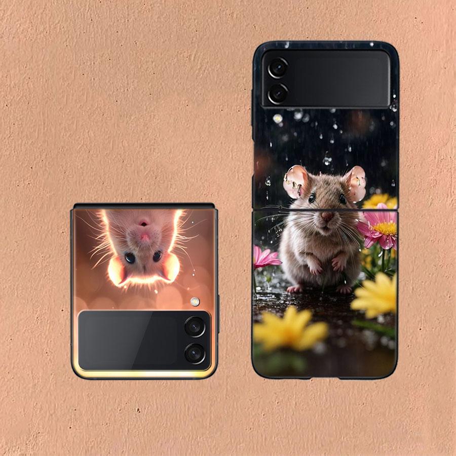 Cute Hamster Coque For Samsung Z Flip7 6 Galaxy Case Shockproof Z Flip5 Z Flip3 4 5G Hard Cover Phone TPU PC Hard Funda
