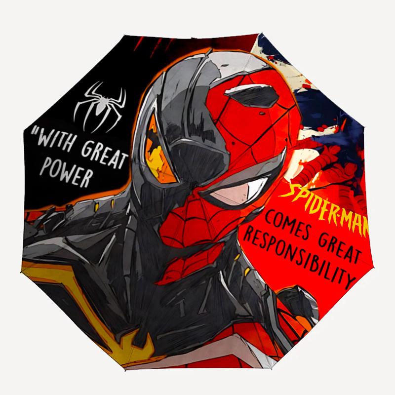

1pc SpiderMan, Responsibility Automatic Folding Umbrella - Compact 8-Rib Design, Durable Plastic & Iron, Daily Use Z1230039