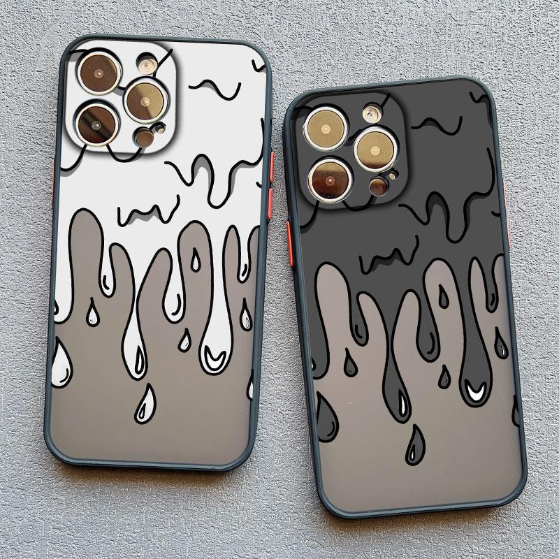 Funny Melted Ice Cream Pattern Phone Case for IPhone 16 15 Plus Pro Max 11 12 14 13 Pro Max Mini XR XS X SE2 Cute Cartoon Covers