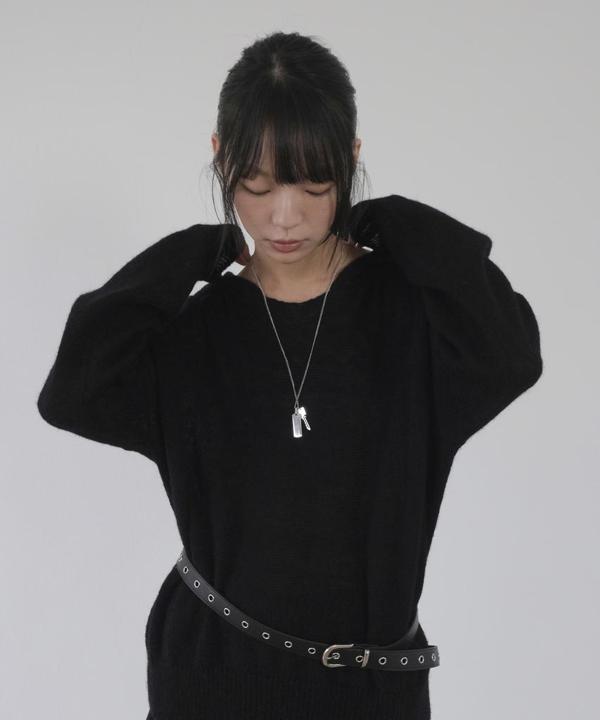 Mosyupamosyu See-Through Hooded Knit [Black]