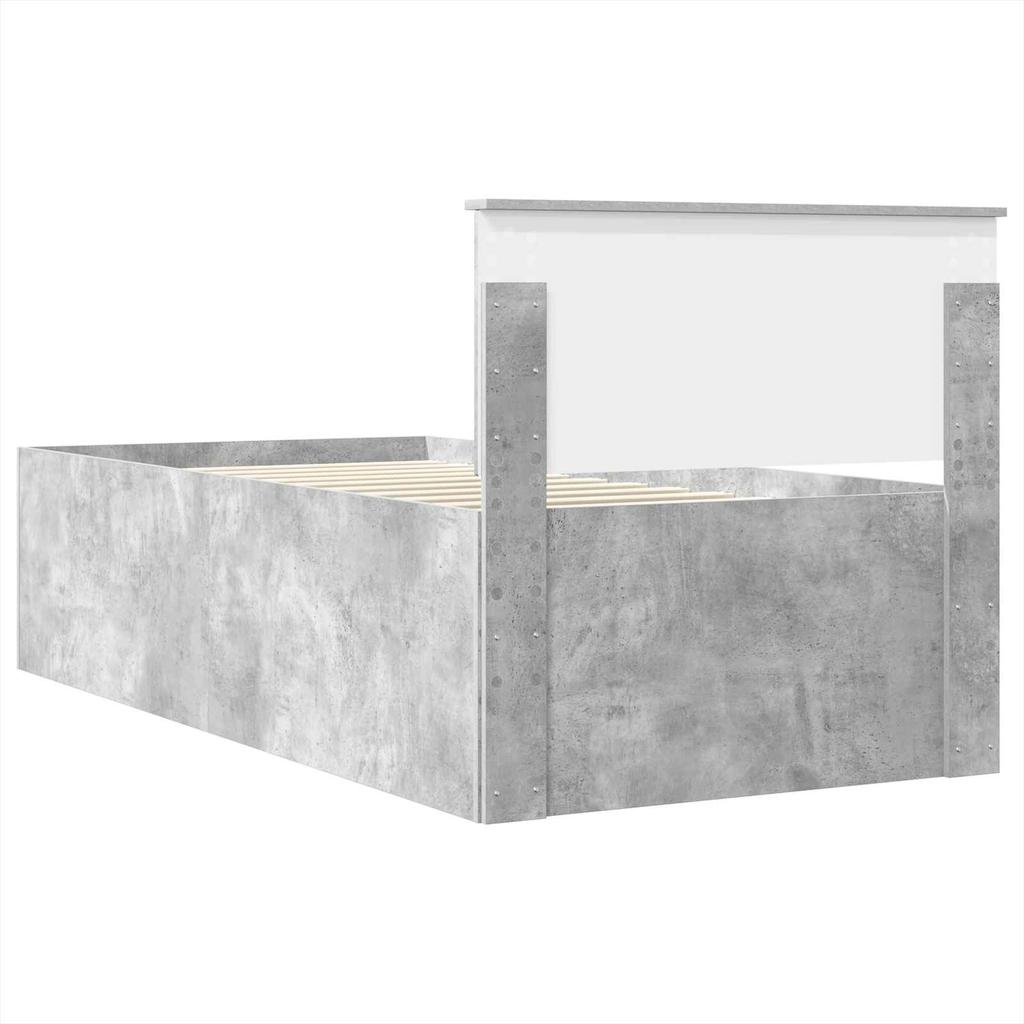 Bed Frame with Headboard Concrete Grey 75 x 190 cm Particleboard
