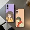 Cute Cartoon Couple Phone Case For Samsung S25,24,23,22,30,21,10,9,Ultra,Plus,Lite,FE,4,5 G Soft Black Case