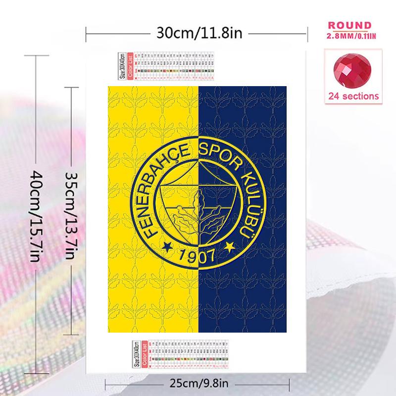 Fenerbahce SK Logo Pattern 3pcs 100% Round Full Drill 5D DIY Diamond Painting Embroidery Cross Stitch Rhinestone Décor