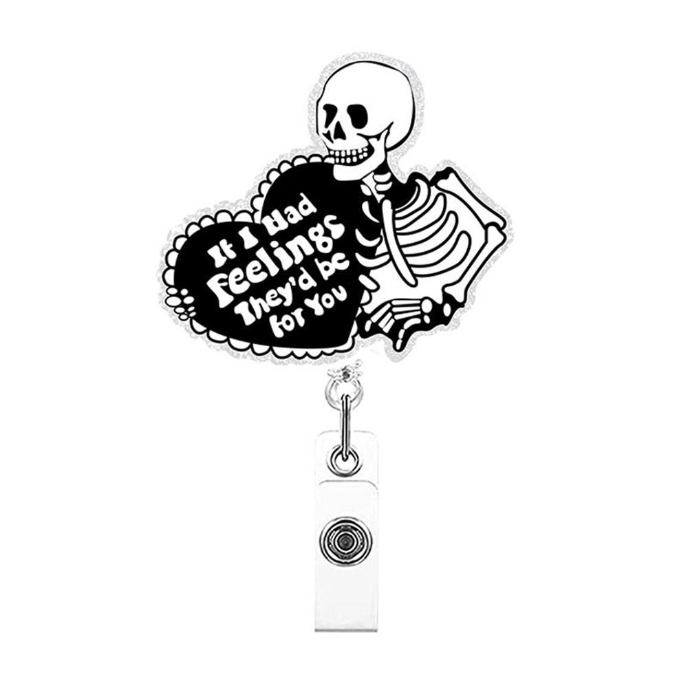 Halloween Chest Skeleton Coffee Retractable Badge Reel For Nurse Doctor Card Holder Accessories Supplies Name Card Clips Gift