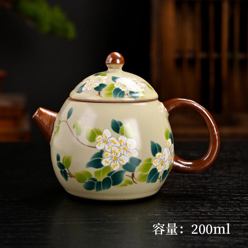 Ru kiln yellow exquisite teapot cover bowl single pot high-end tea brewer household ceramic teapot tea set Xishi pot series
