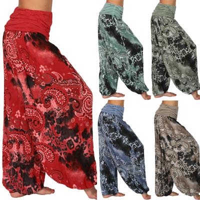 Pantalones largos Haren sueltos rectos con cintura elástica y estampado de talla grande informal para mujer