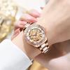 OLEVS Brand Rose Gold Ceramics Automatic Mechanical Women Watch Fashion Ladies Rhinestone Skeleton Luxury Watches Reloj Mujer