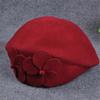 Elegant British Style Double Flower Woolen Beret Hat Ladies Winter Wool Felt Hat Airline Stewardess Cap