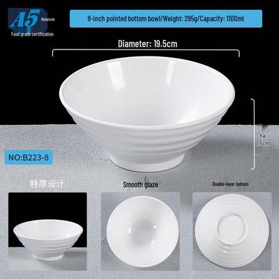 Ruhan A5 Melamine 8-inch Extra Thick Noodle Bowls (Pack of 10)